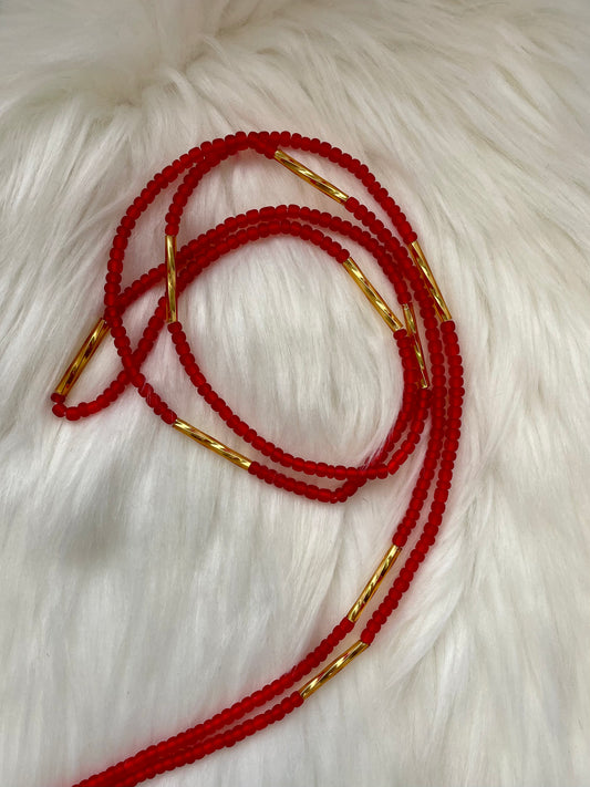 Fire Red and Gold Waistbeads
